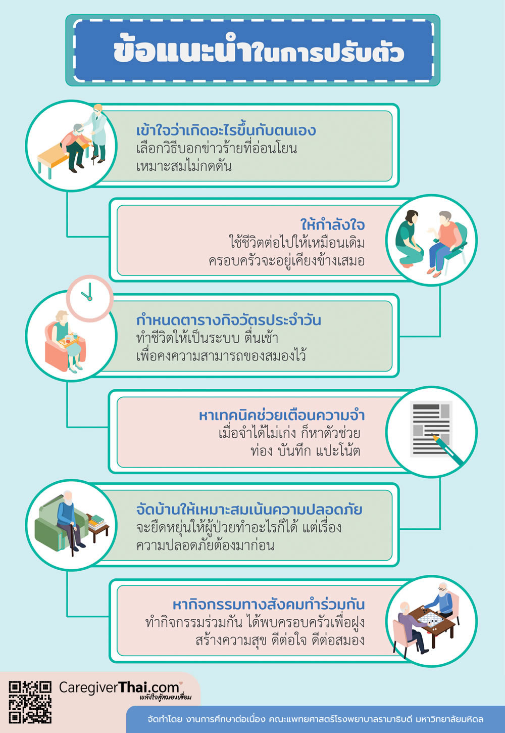 ข้อแนะนำในการปรับตัวสำหรับผู้มีภาวะสมองเสื่อม